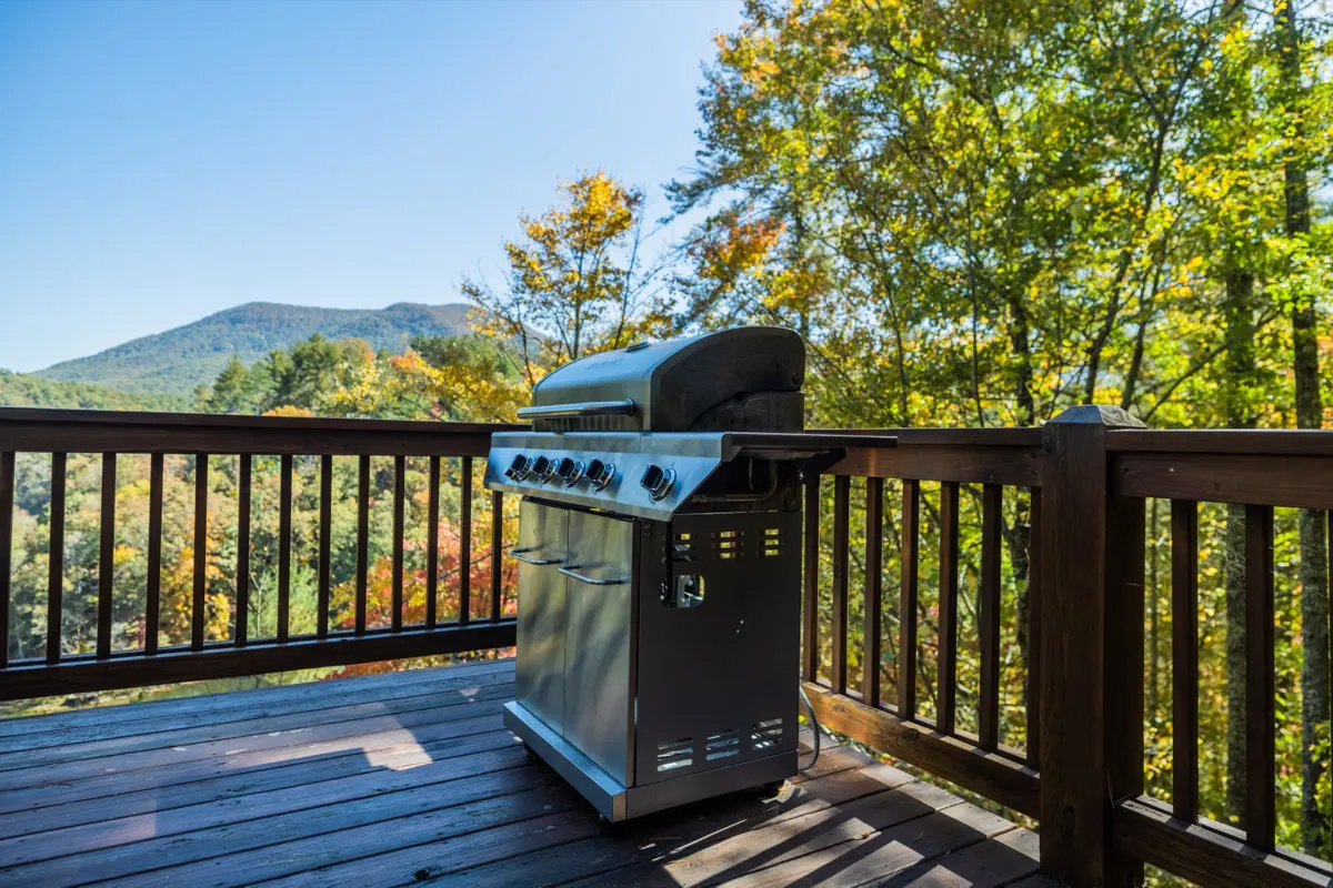 Outdoor grill with propane provided