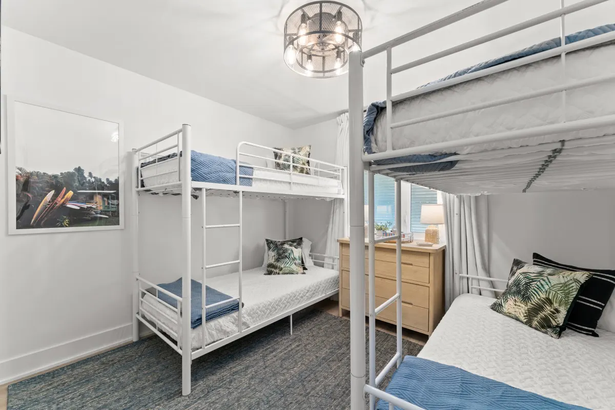 Main level bunk room with 4 twin beds (each with max capacity of 250lbs per bed