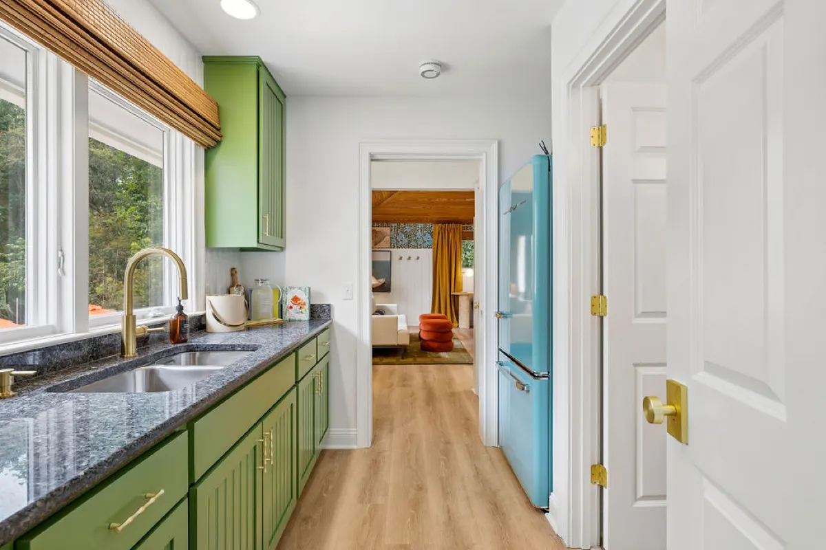 Our in-law suite features its own kitchenette with retro fridge